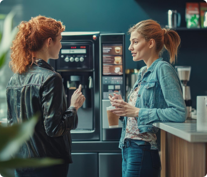 Operator placing vending machine